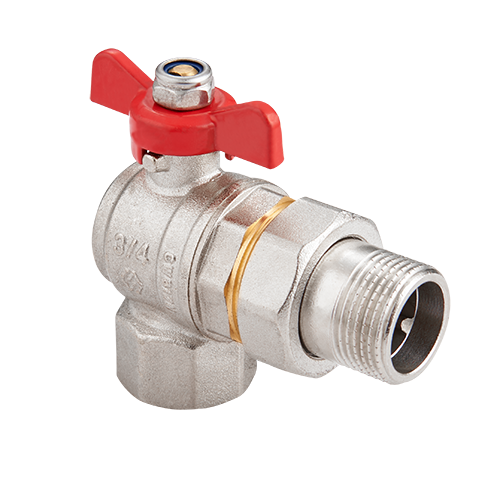 Кран шаровый угловой полнопроходной с полусгоном MVI 3/4" внутренняя-наружная, бабочка